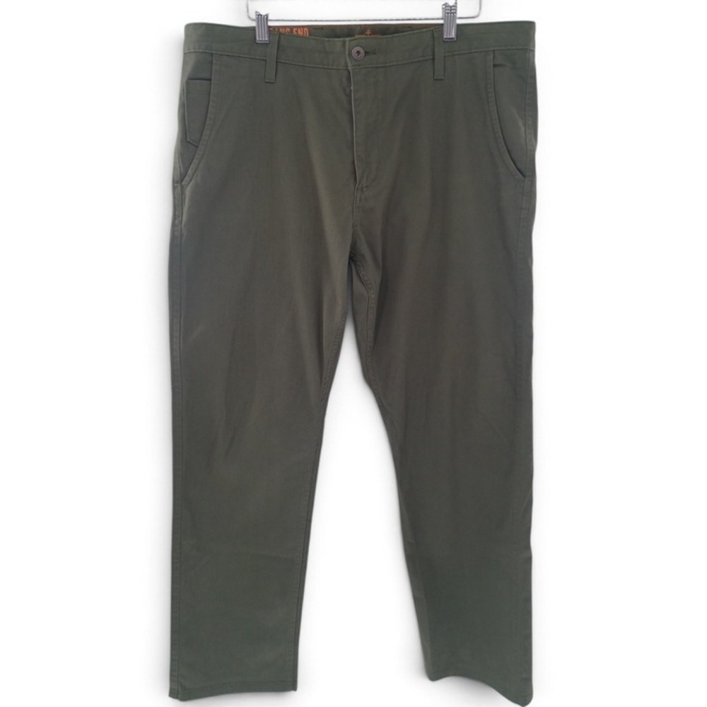 Dockers Slim Tapered Chinos Mens 37x30 Olive Green Stretch Cotton Twill Pants